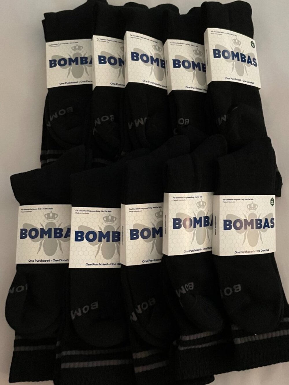 Bombas Socks XL Half Calf x 10 pairs BUNDLE Black NEW LOT UNISEX MENS ATHLETIC